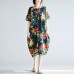 women navy linen shift dresses trendy plus size holiday dresses New short sleeve floral linen dress