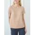 Cotton Solid Ruched Short Sleeve Round Neck Casual Blouse