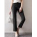 Solid Zip Front Casual Pants For Women