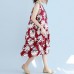 women red linen dresses oversize traveling dress Fine sleeveless floral cotton dresses